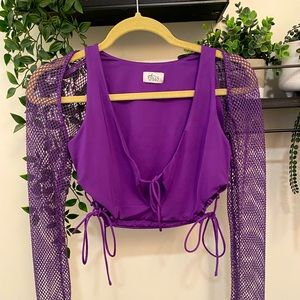 Oh Polly Embellished Cropped Top Rave Euphoria Purple